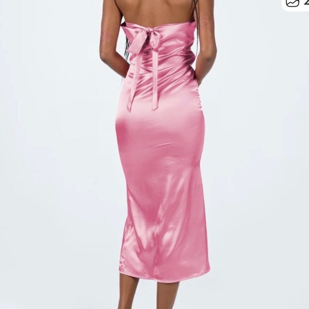 Princess Polly satin pink Shaya Strapless Maxi Dress tie bow back 4 NWT - Picture 2 of 15